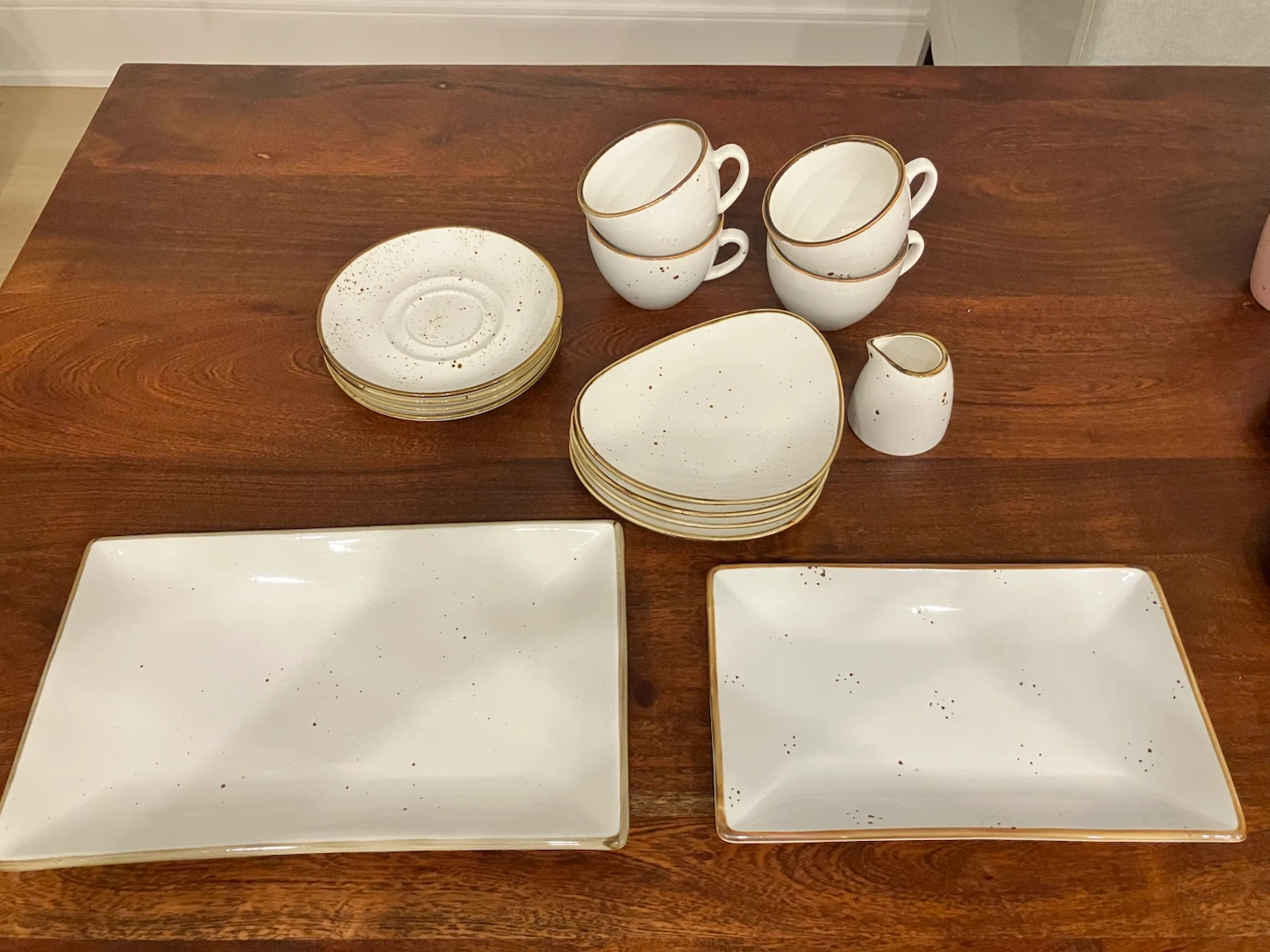 White Speckled Ceramic Coffee/Tea Set - photo 4