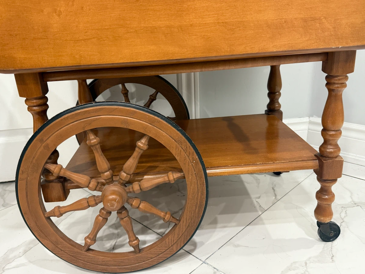 Vintage Drop-Leaf Serving Cart Table - photo 2