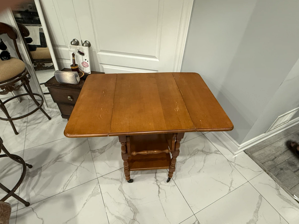 Vintage Drop-Leaf Serving Cart Table - photo 4