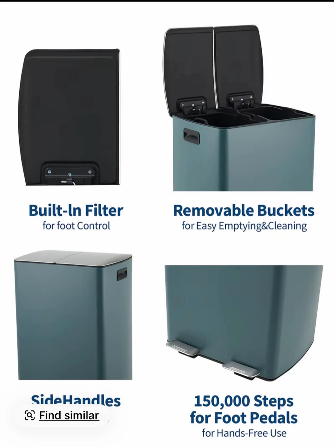 Dual Trash Can - 60 Liter / 16 Gallon - photo 5