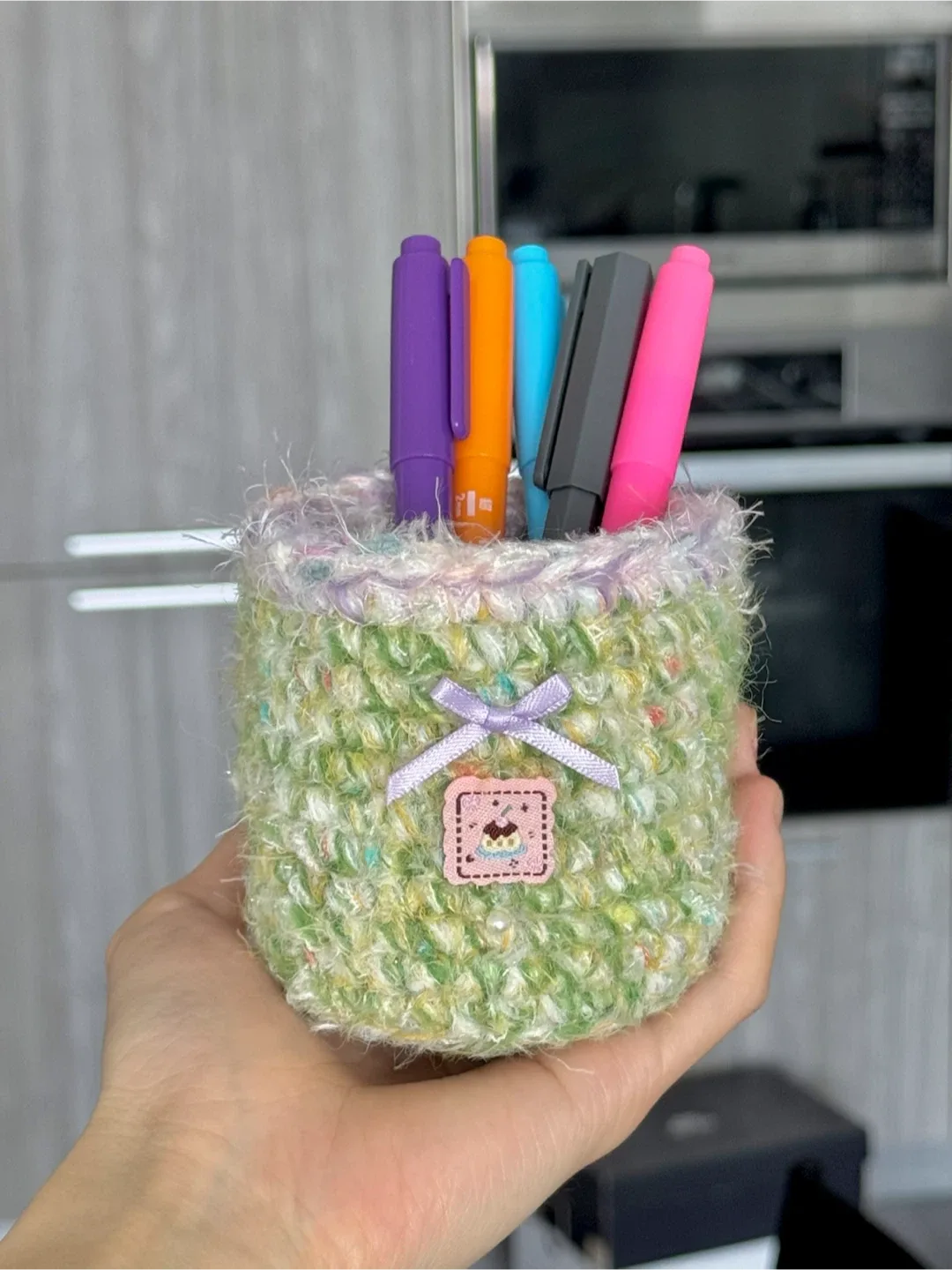 Moving sale- handmade crochet pen holder