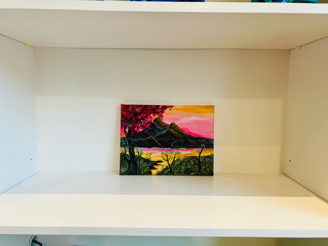 Acrylic Painting of Mountain vs Landscape