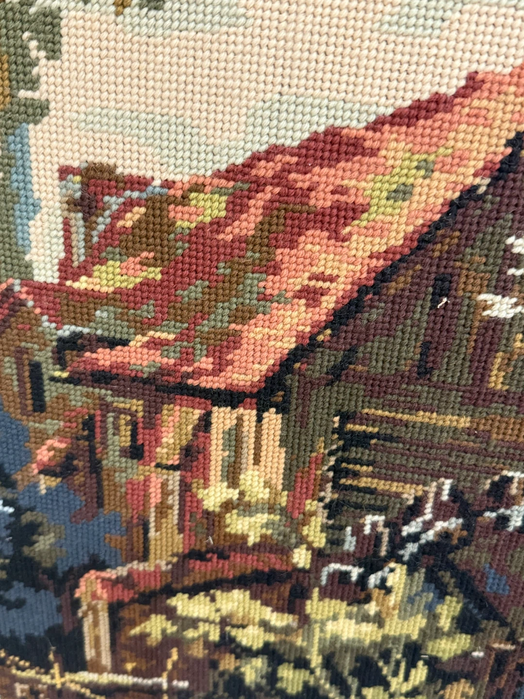 Large Vintage Framed Needlepoint Wall Art - photo 4