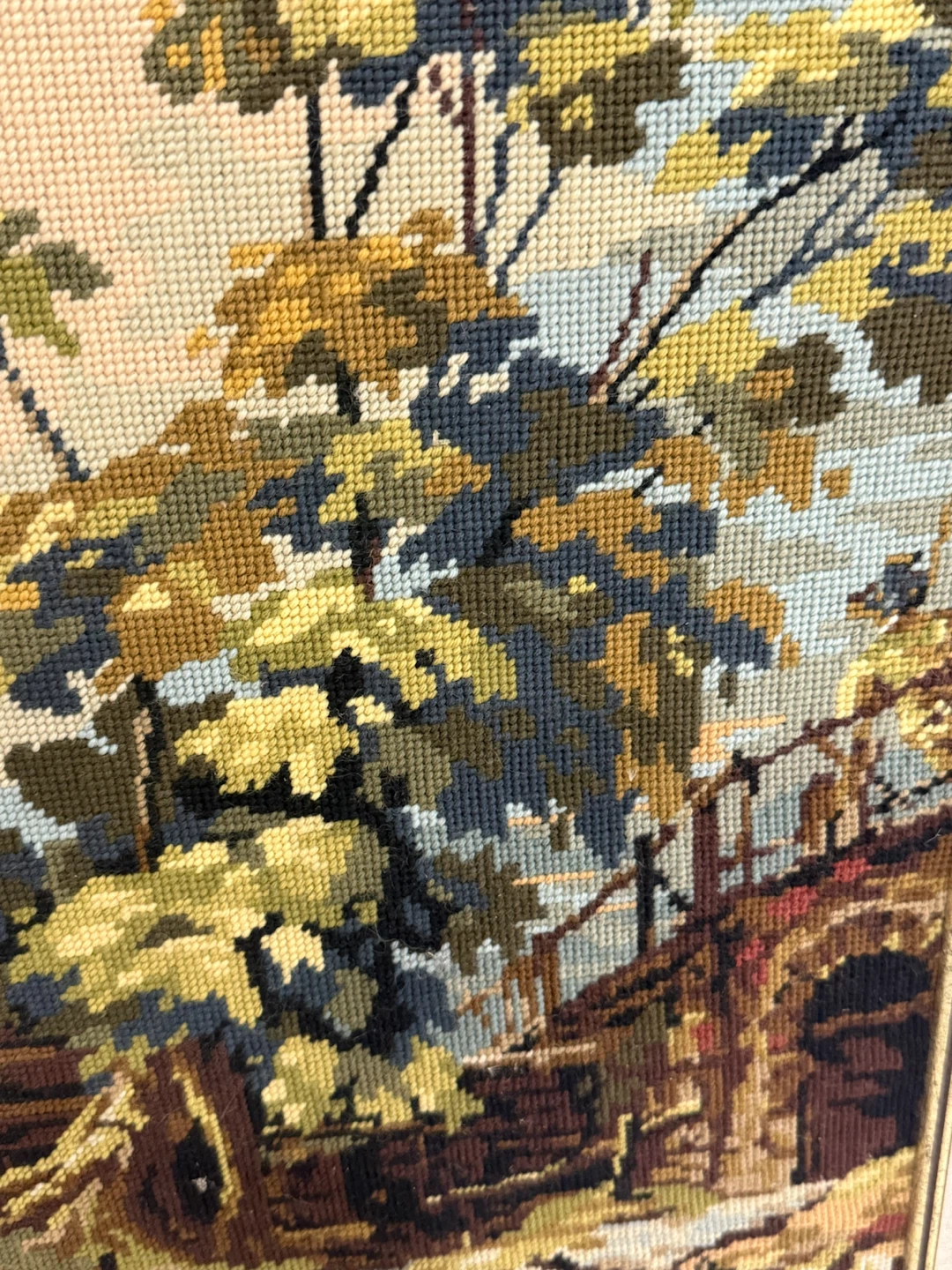 Large Vintage Framed Needlepoint Wall Art - photo 5
