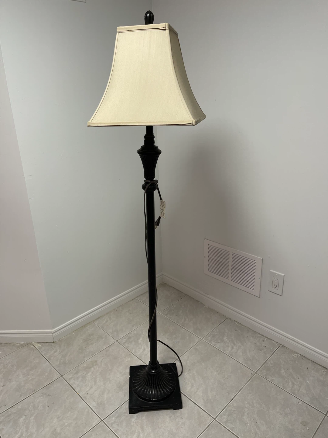 Black Floor Lamp with Cream Shade