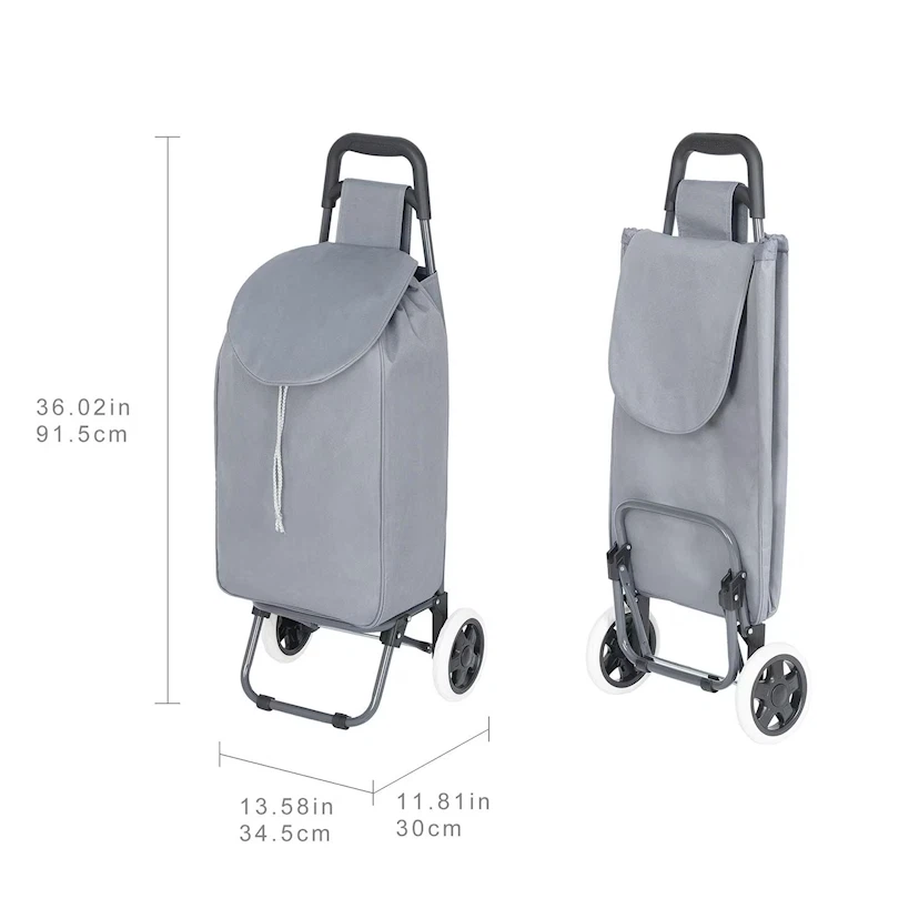 Grey Rolling Shopping Cart - photo 2