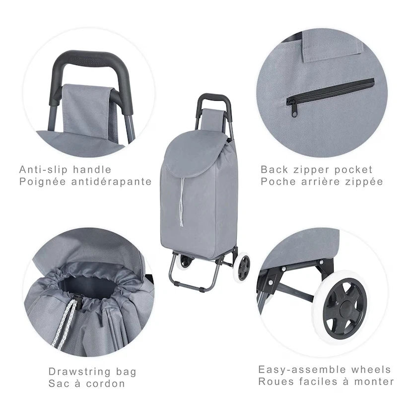 Grey Rolling Shopping Cart - photo 4