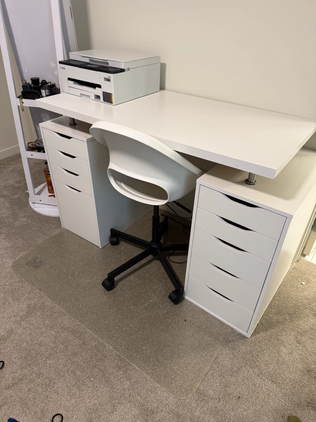 White IKEA Alex Desk with Drawers - photo 2