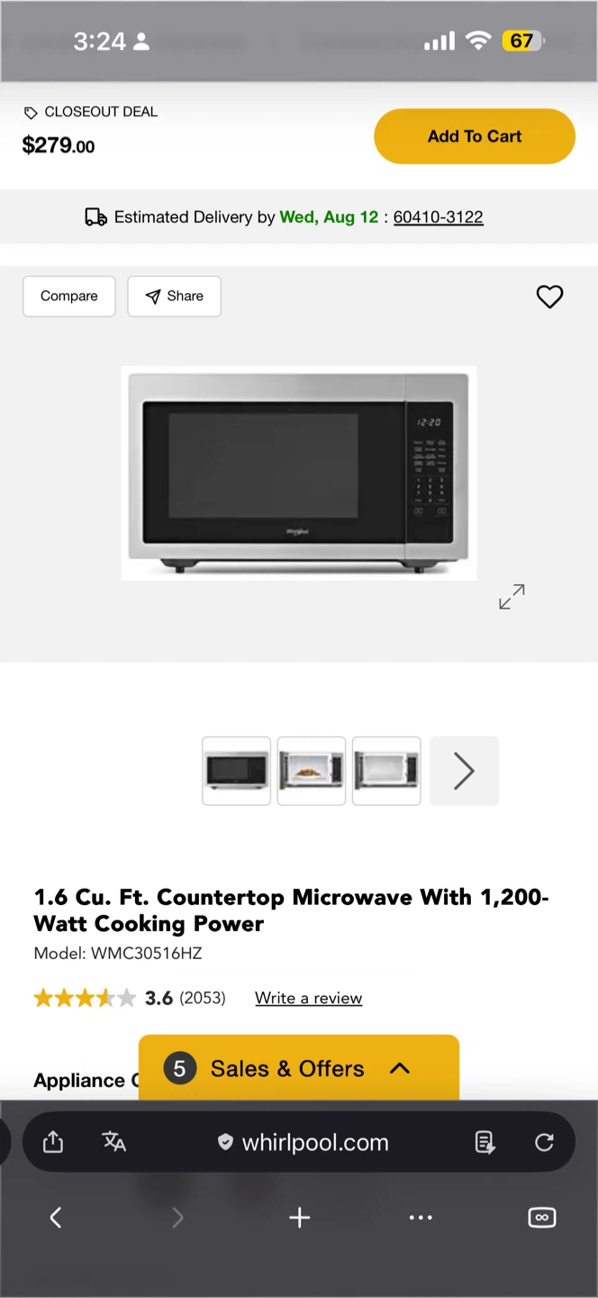 Whirlpool 1.6 Cu. Ft. Countertop Microwave 1200W - photo 4