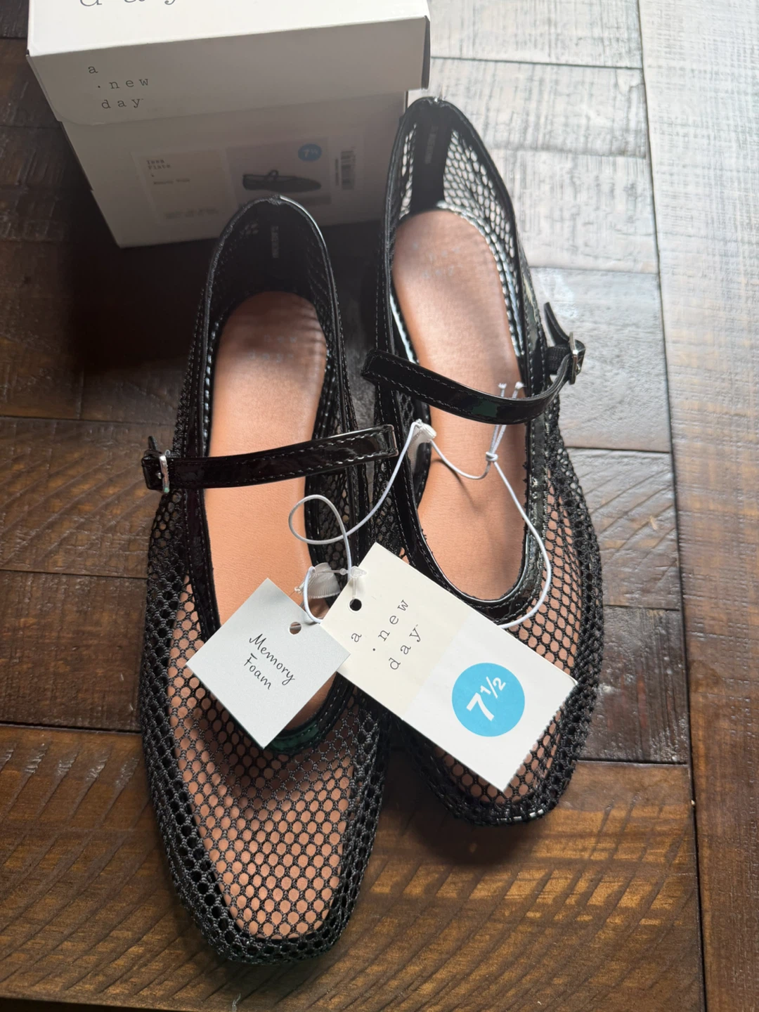 NWT in box! New Day Black Mesh Ballet Flats Size 7.5