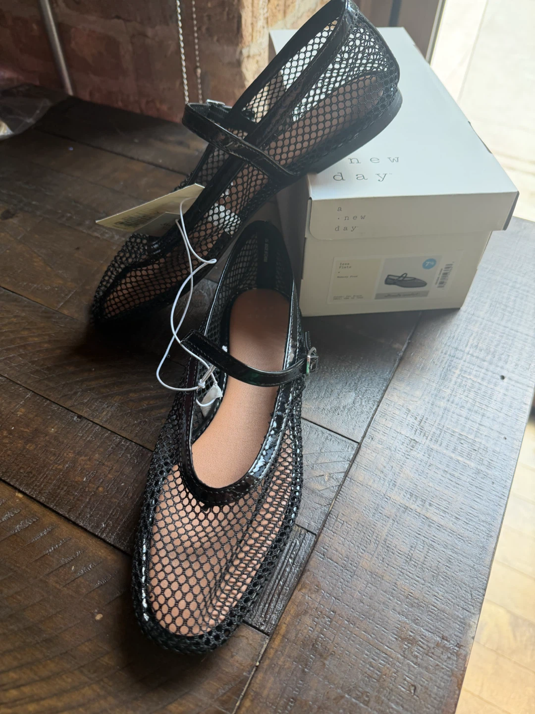 NWT in box! New Day Black Mesh Ballet Flats Size 7.5 - photo 3