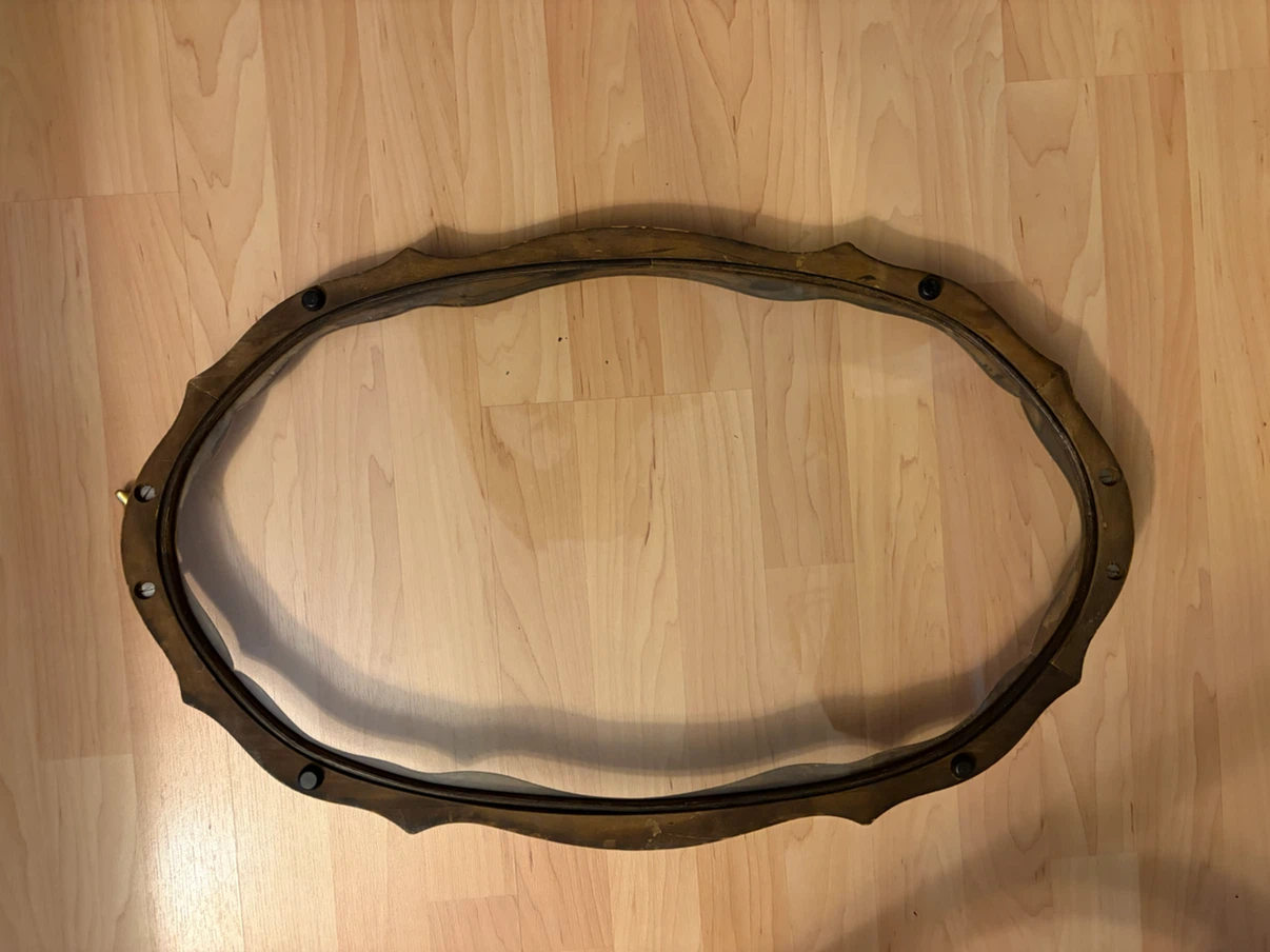 Vintage Oval Serving Tray with Brass Handles - photo 2