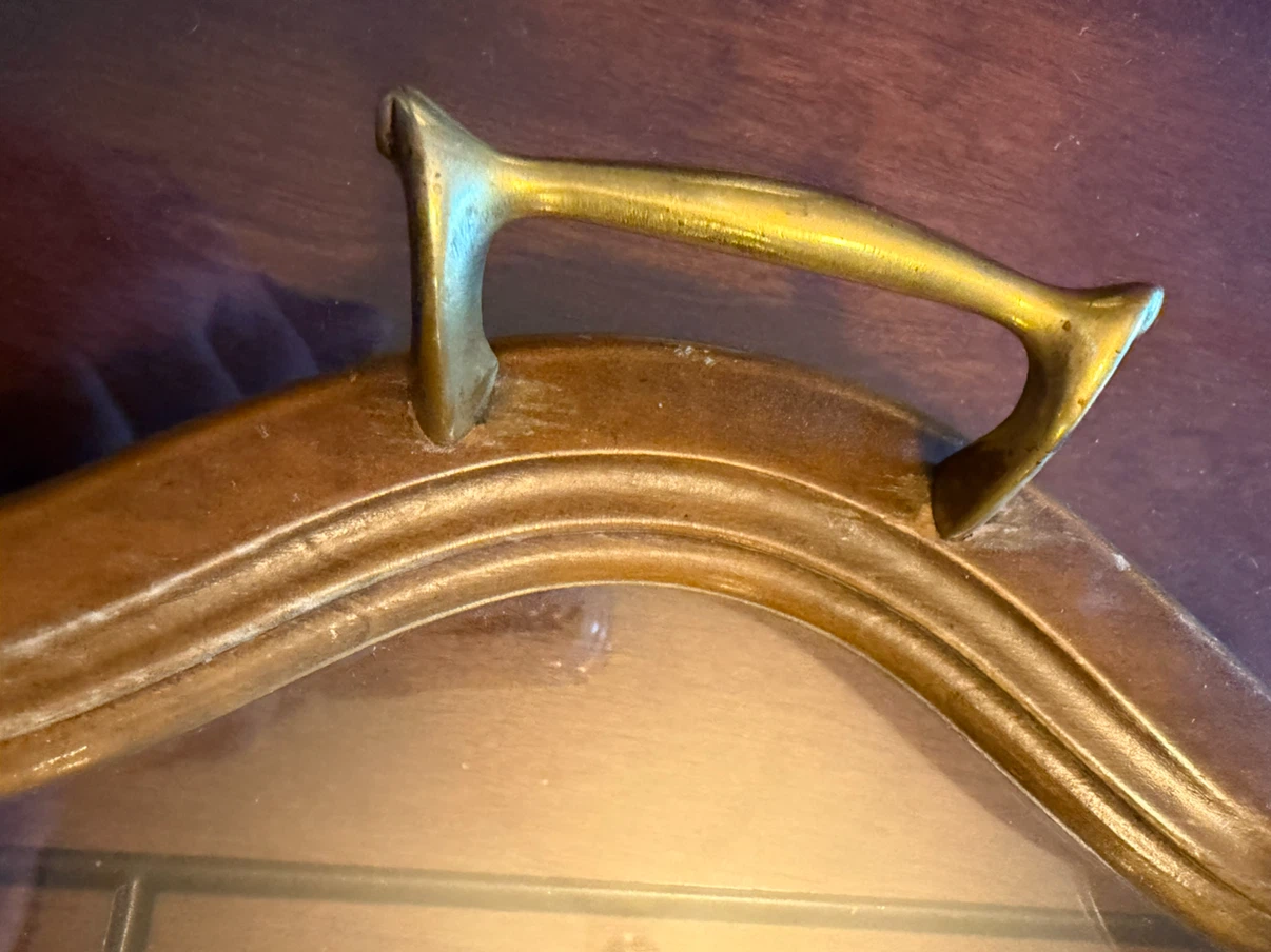 Vintage Oval Serving Tray with Brass Handles - photo 3