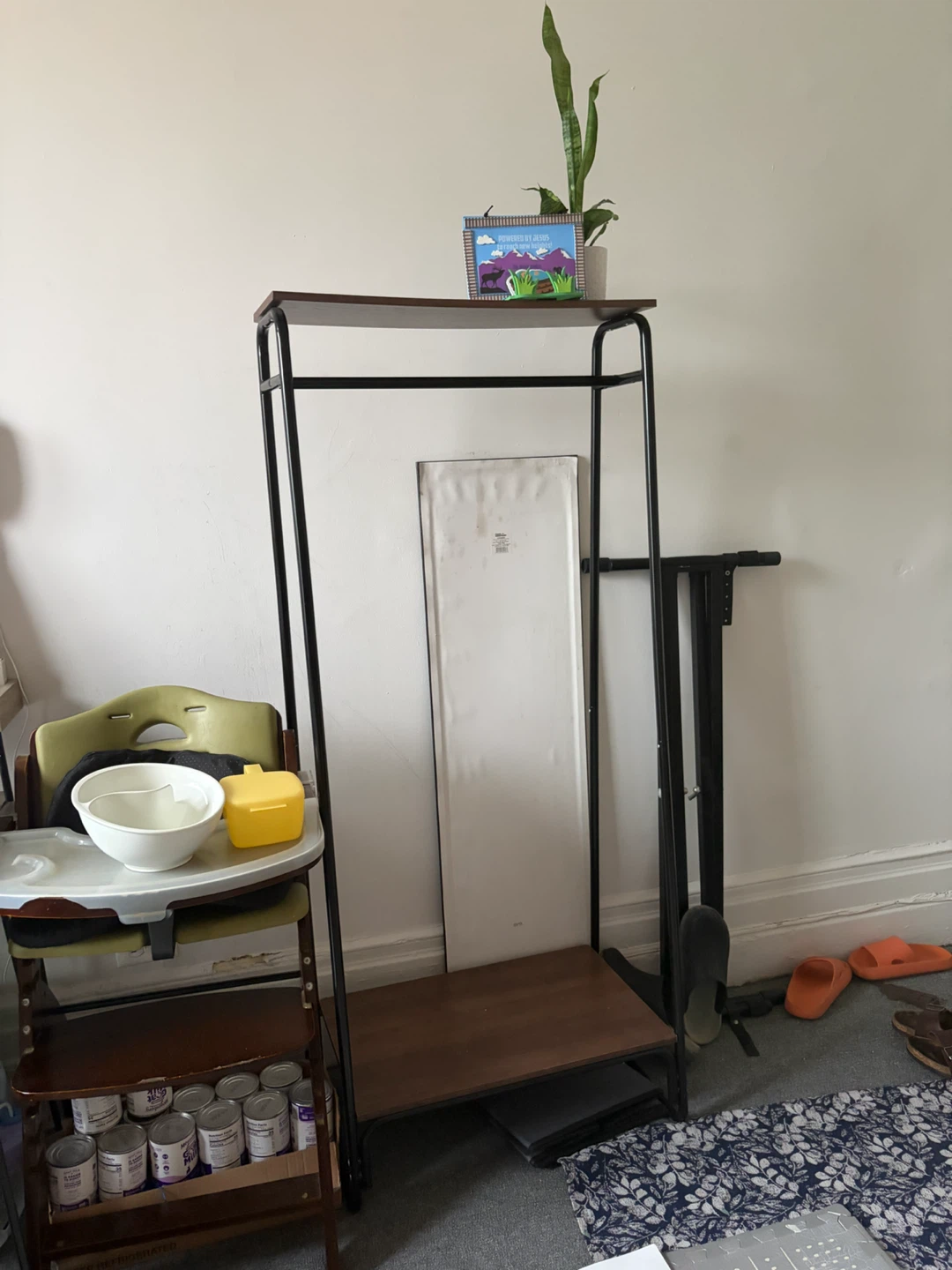 Metal Garment Rack with Wood Shelves - photo 3