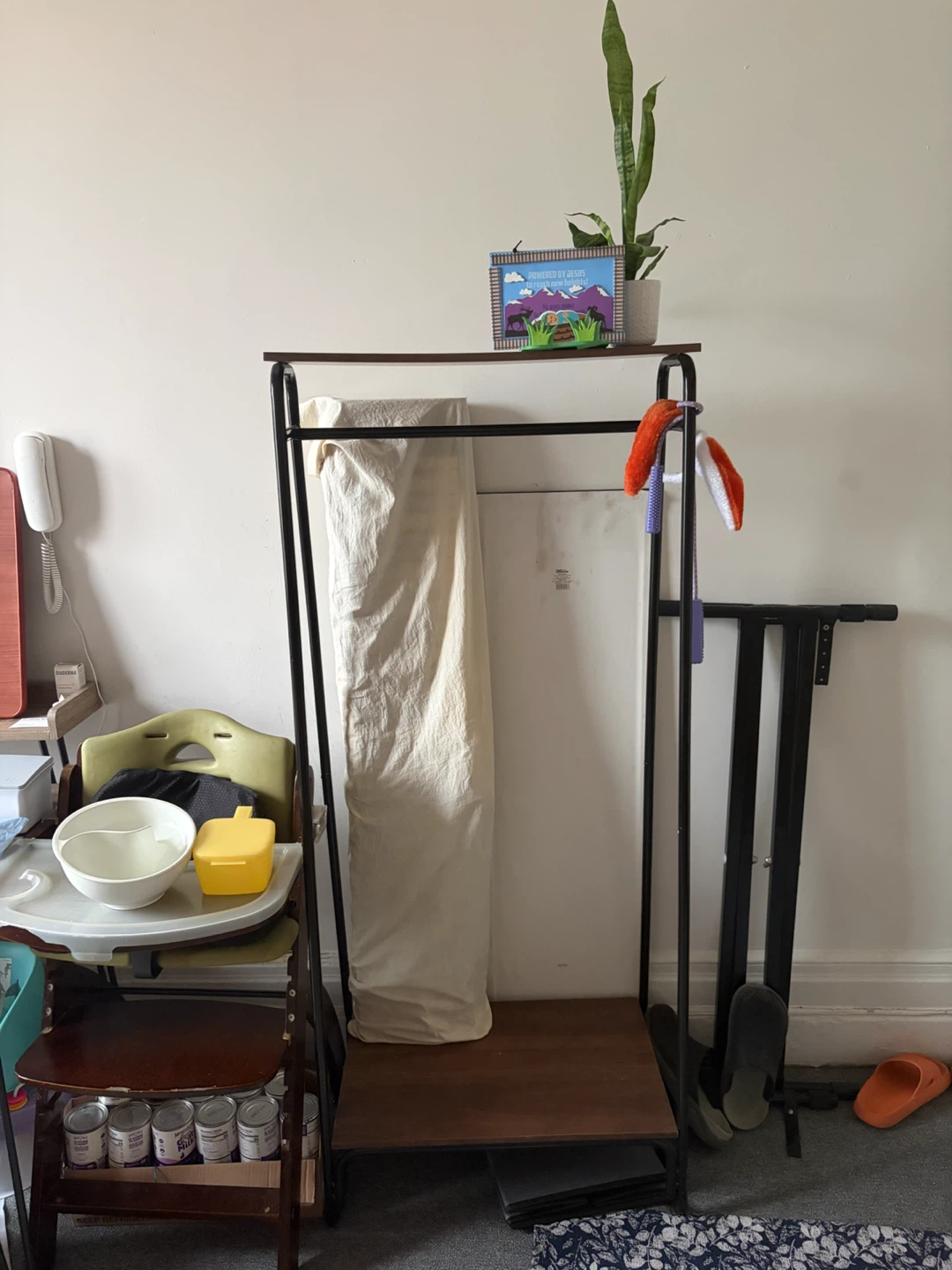 Metal Garment Rack with Wood Shelves - photo 4