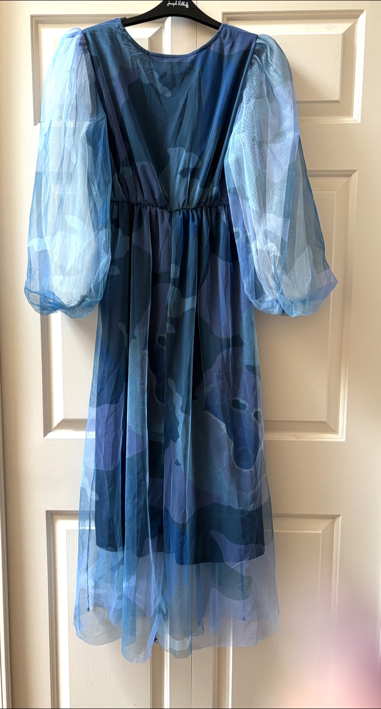 Blue Camouflage Tulle Maxi Dress - Size US4 - photo 5