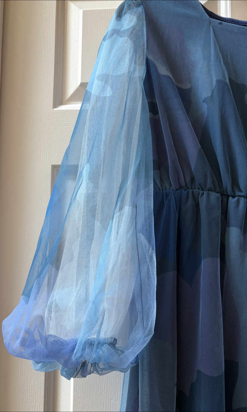 Blue Camouflage Tulle Maxi Dress - Size US4 - photo 4