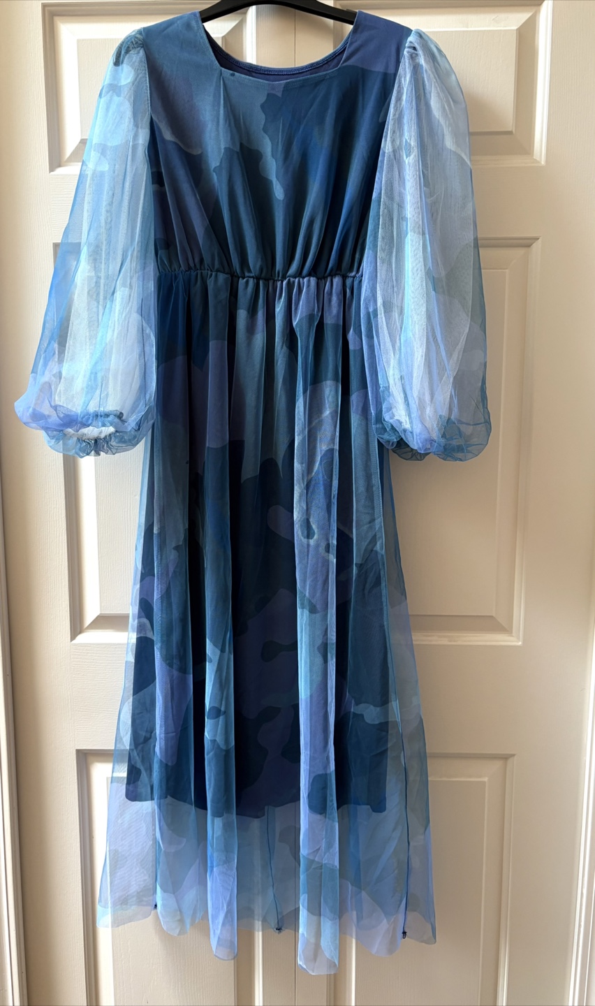 Blue Camouflage Tulle Maxi Dress - Size US4 - photo 2