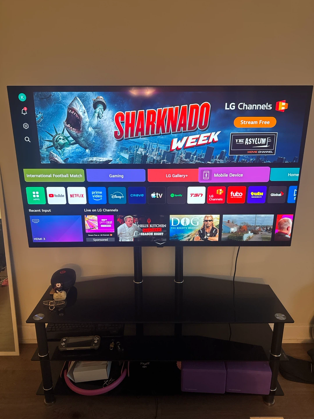Black Glass TV and Entertainment Stand - photo 2