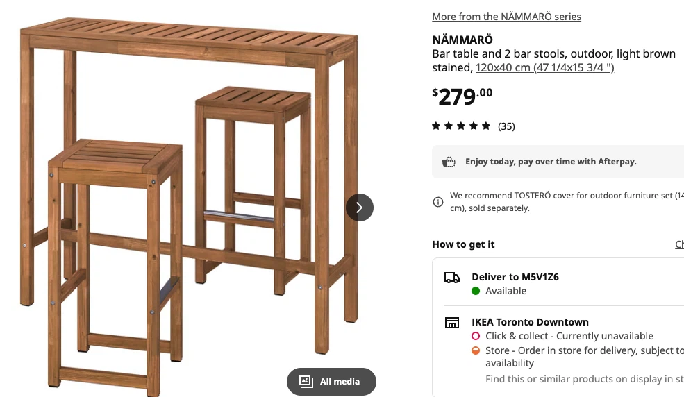 IKEA NÄMMARÖ Bar Table and 2 Stools Set - photo 2