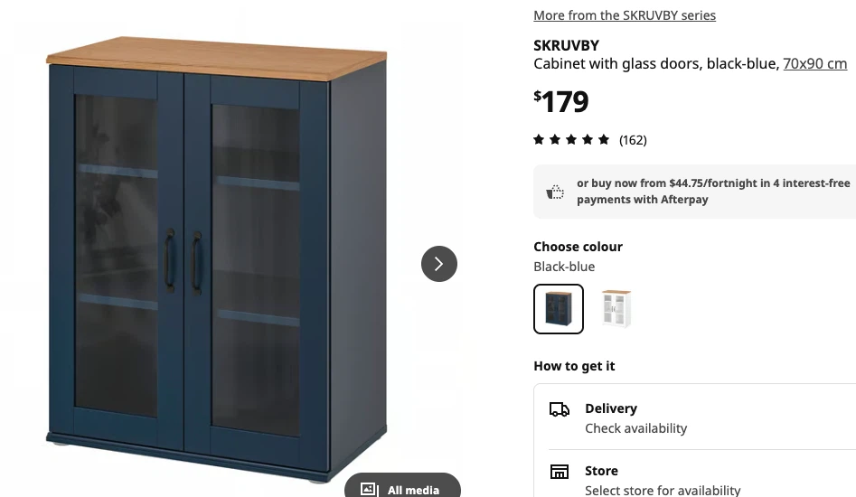 IKEA SKRUVBY Cabinet with Glass Doors
