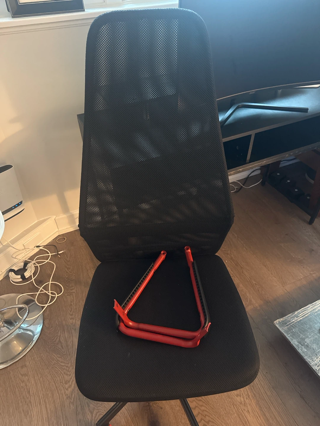 Black Office Chair with Red Accents