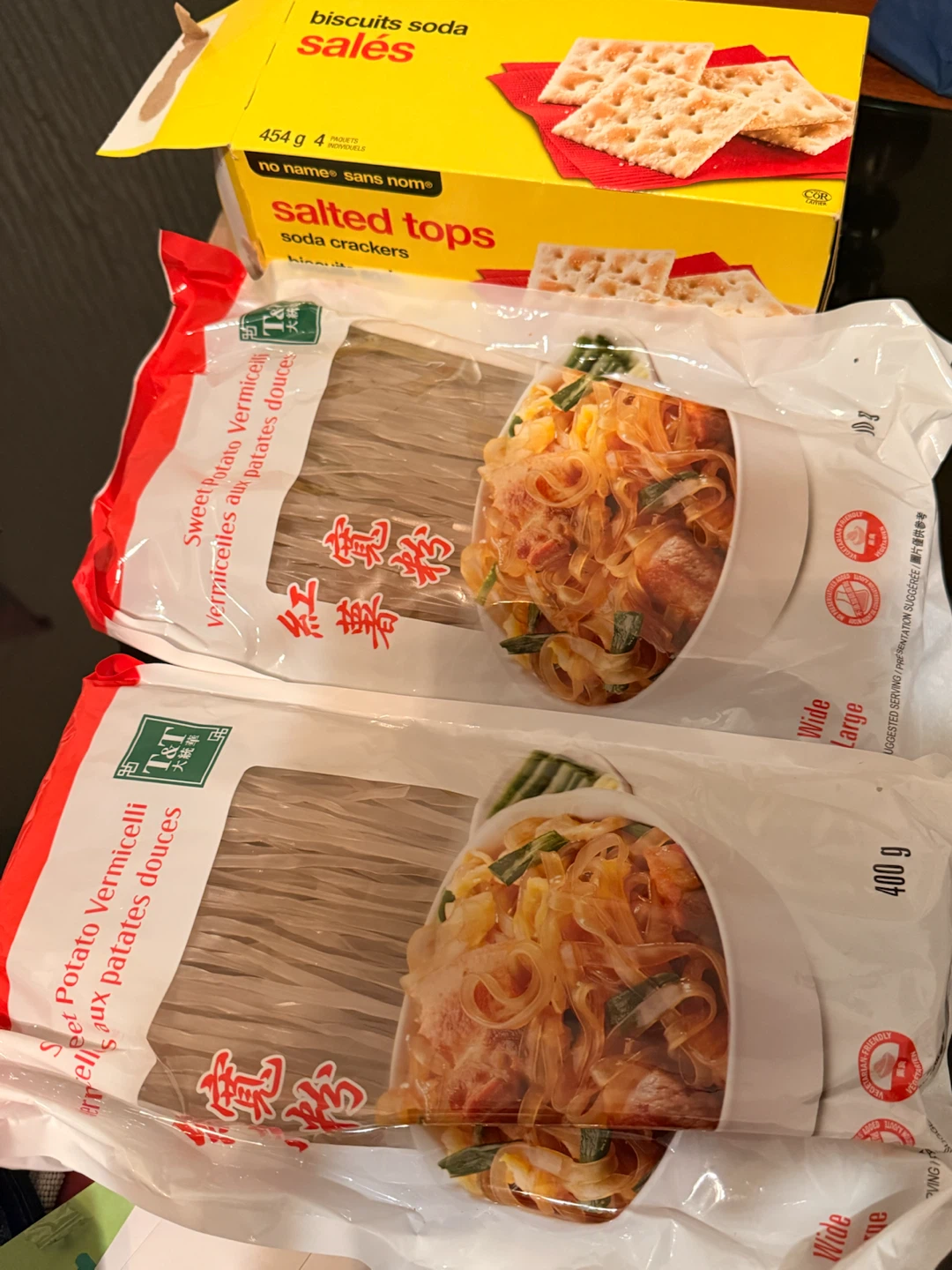 T&T Sweet Potato Vermicelli & No Name Soda Crackers