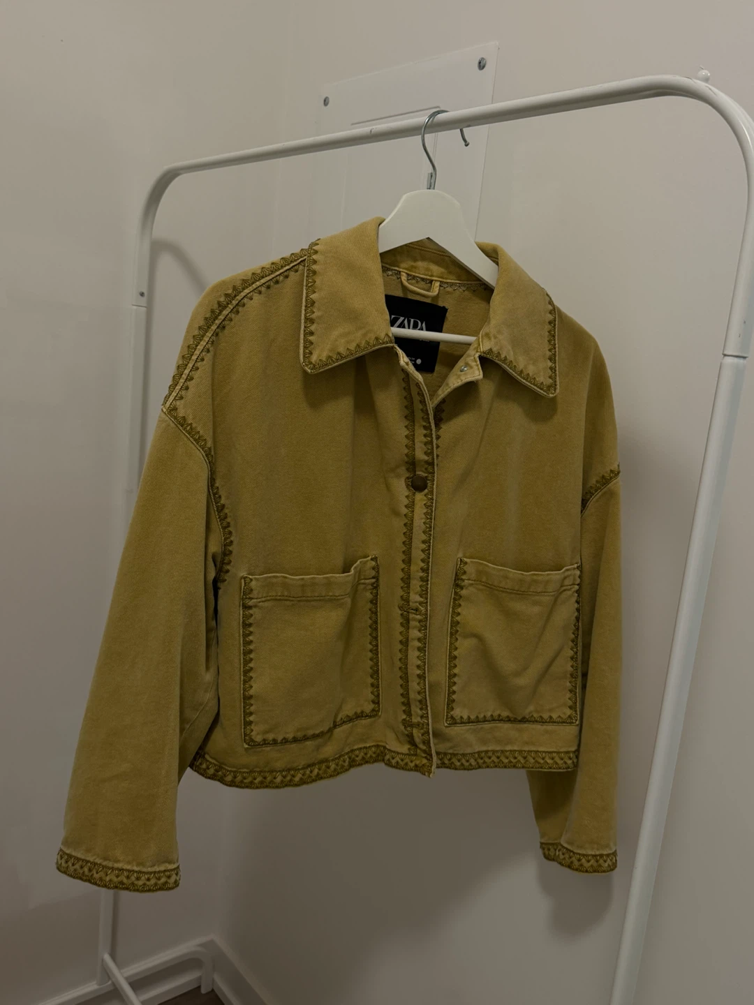 ZARA Yellow Embroidered Denim Jacket