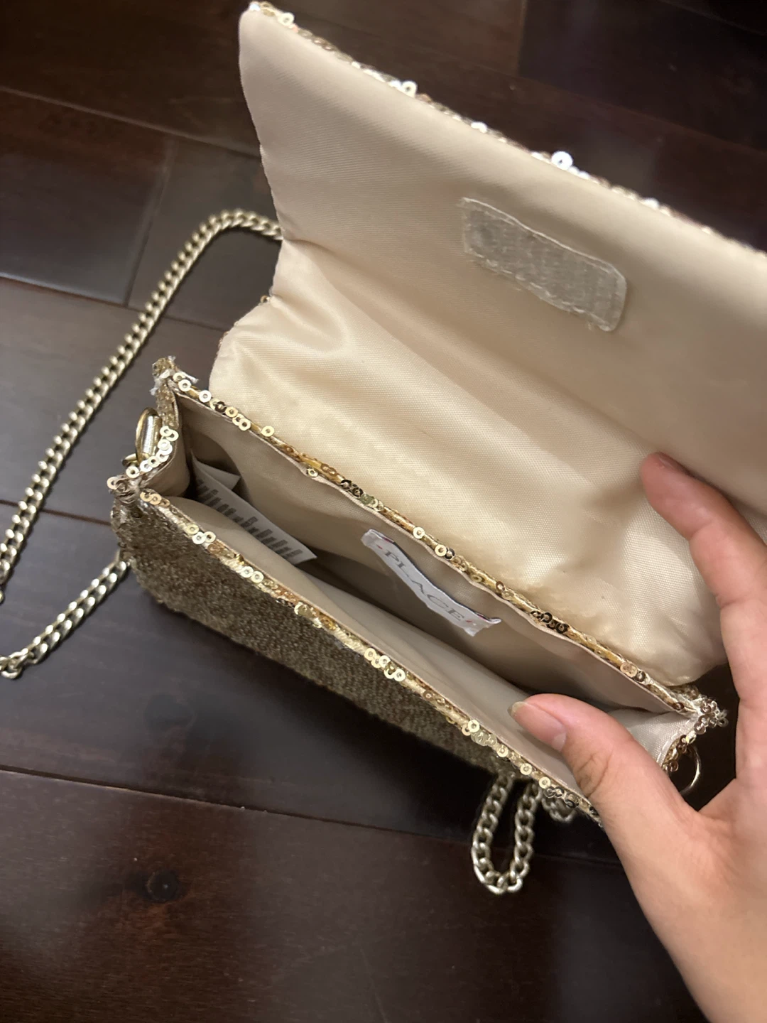 Gold Sequin Clutch Purse with Chain Strap - photo 2