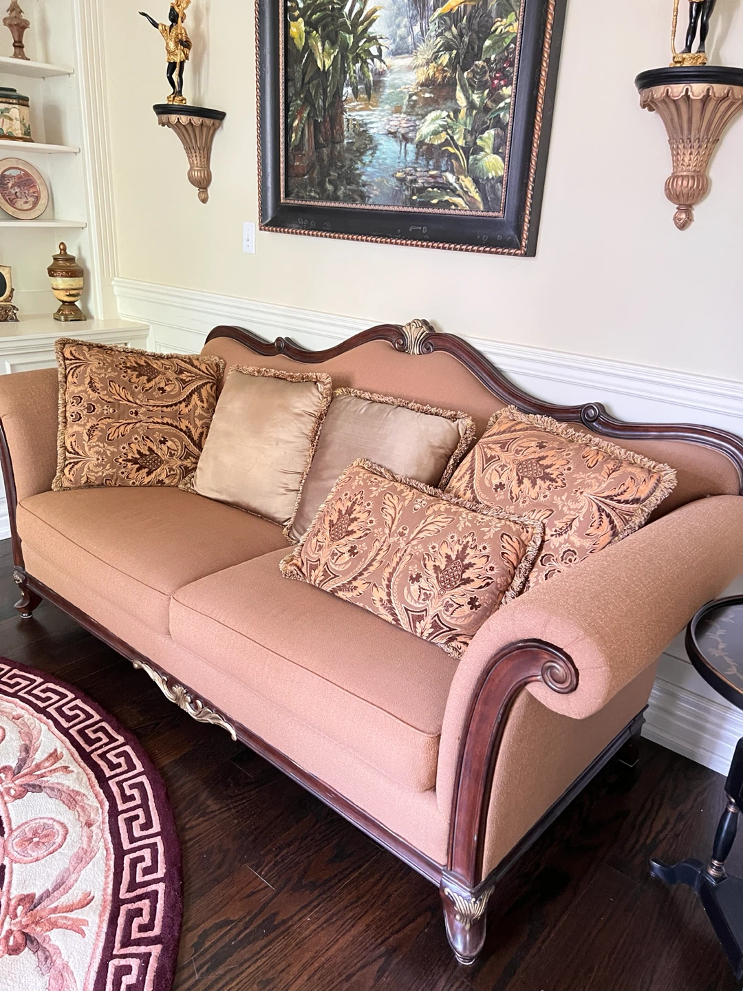 Elegant Tufted Sofa with Decorative Pillows