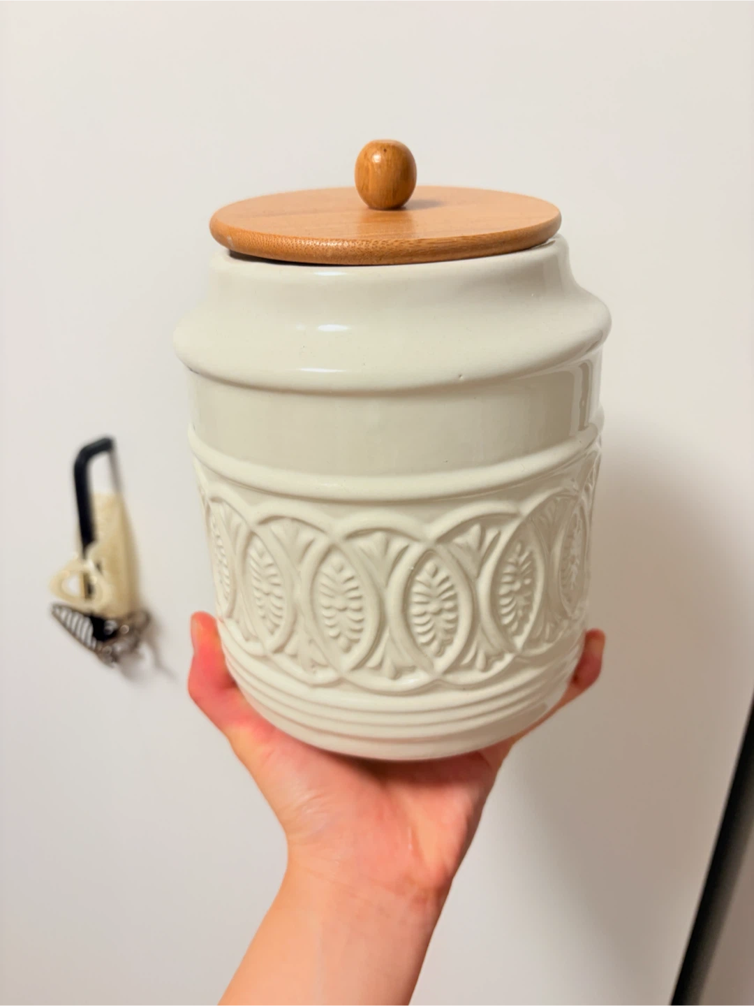 Ceramic Canister with Wooden Lid