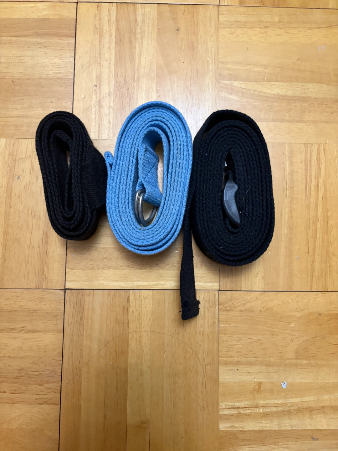 Yoga Straps (2 Black, 1 Blue)