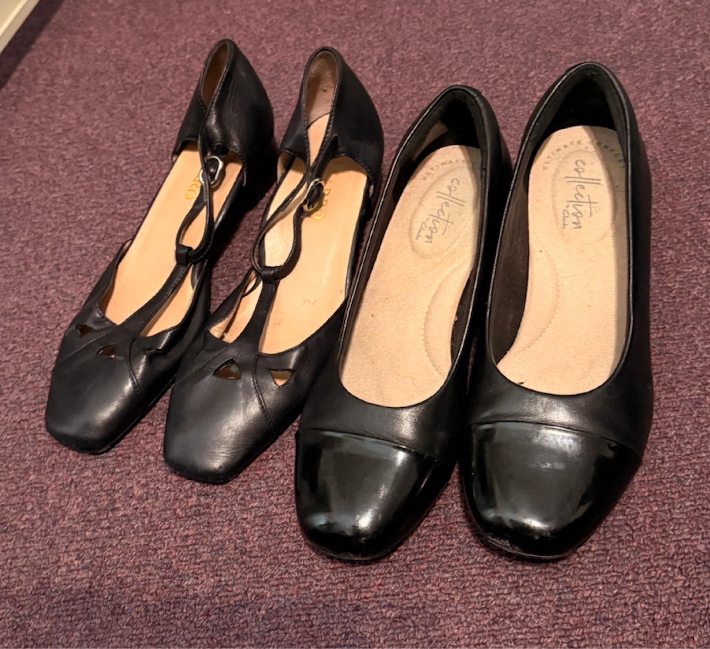 Collection by Clarks Black Leather Shoes (2 Pairs)