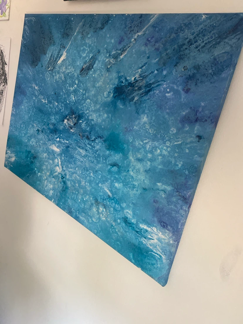 Abstract Blue Acrylic Pour Painting - photo 3