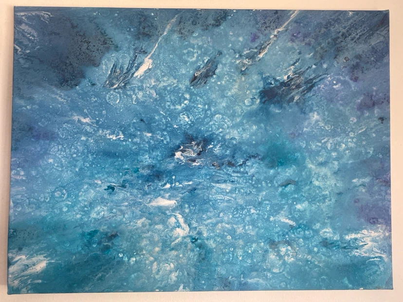 Abstract Blue Acrylic Pour Painting - photo 5