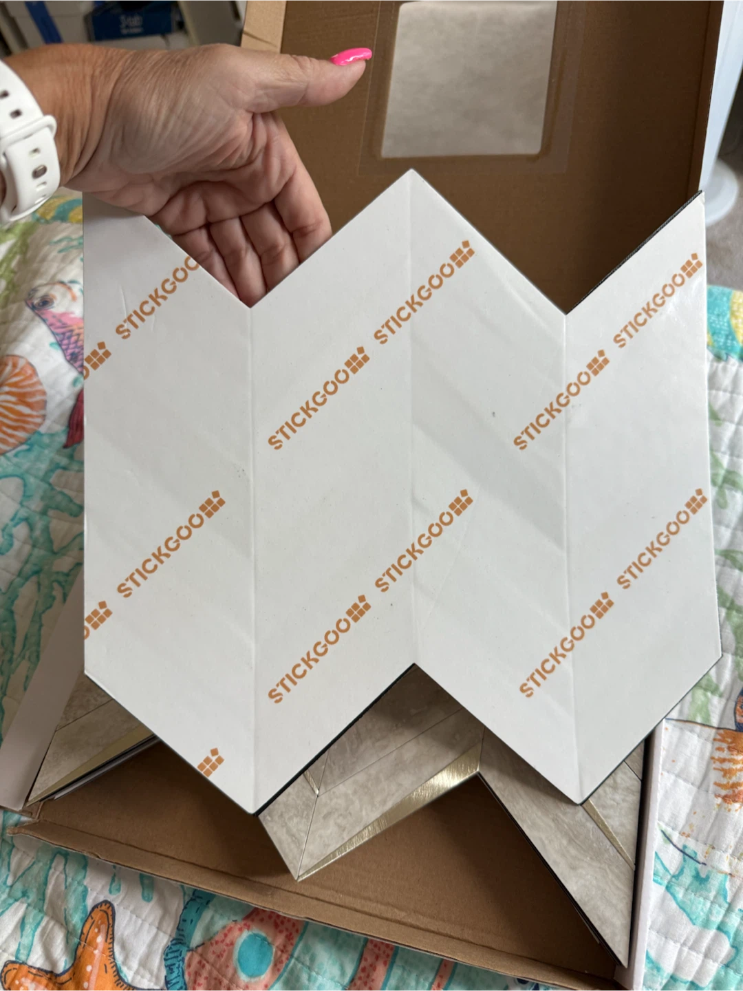 STICKGOO 10-Sheet Herringbone Peel and Stick Backsplash Tile - photo 3