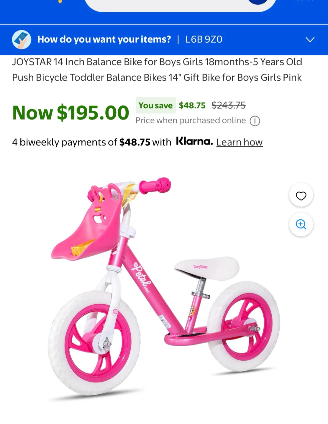 Joystar 14 Inch Kids Balance Bike - Pink - photo 4