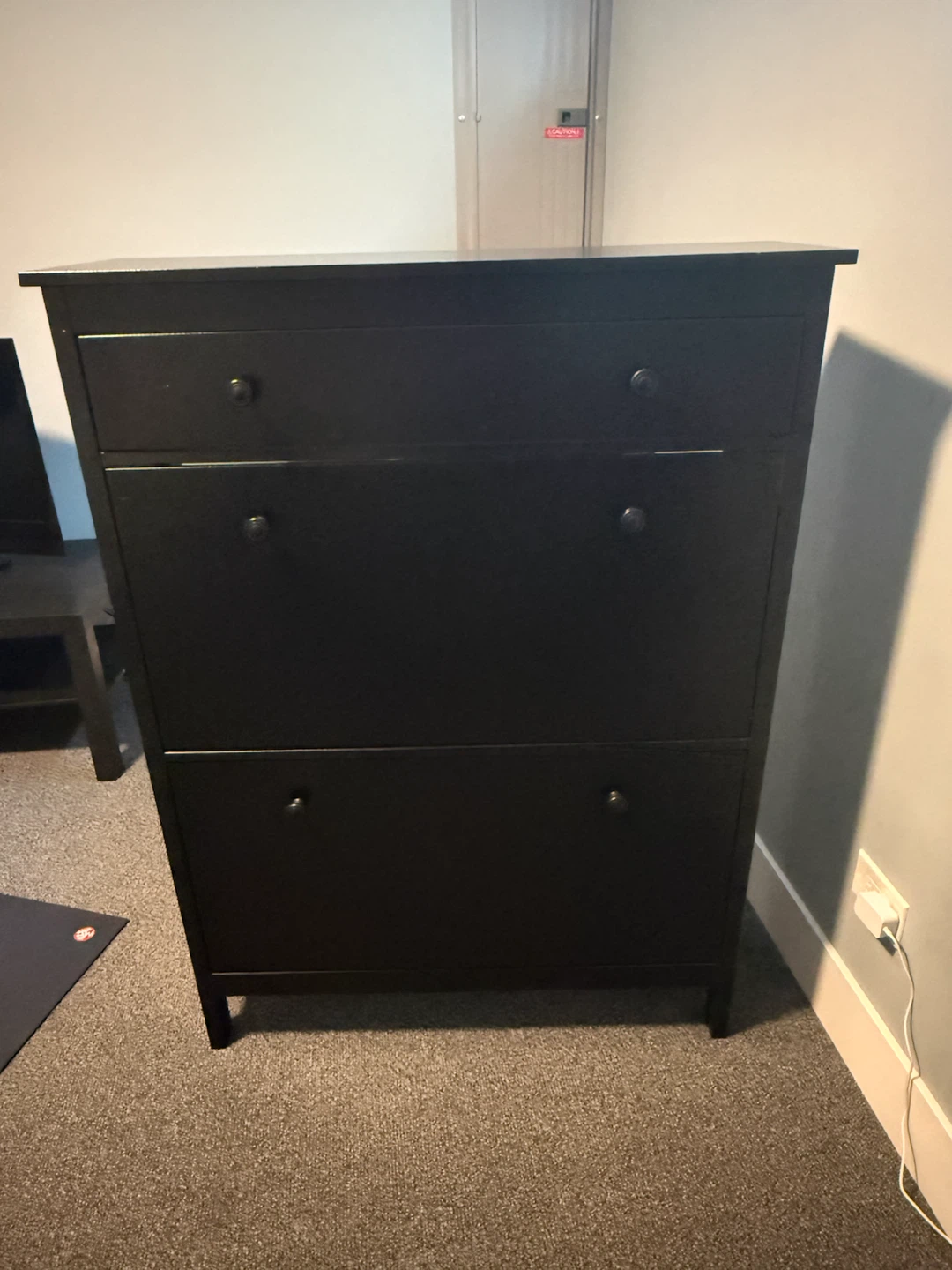 Black Shoe Cabinet with Drawers