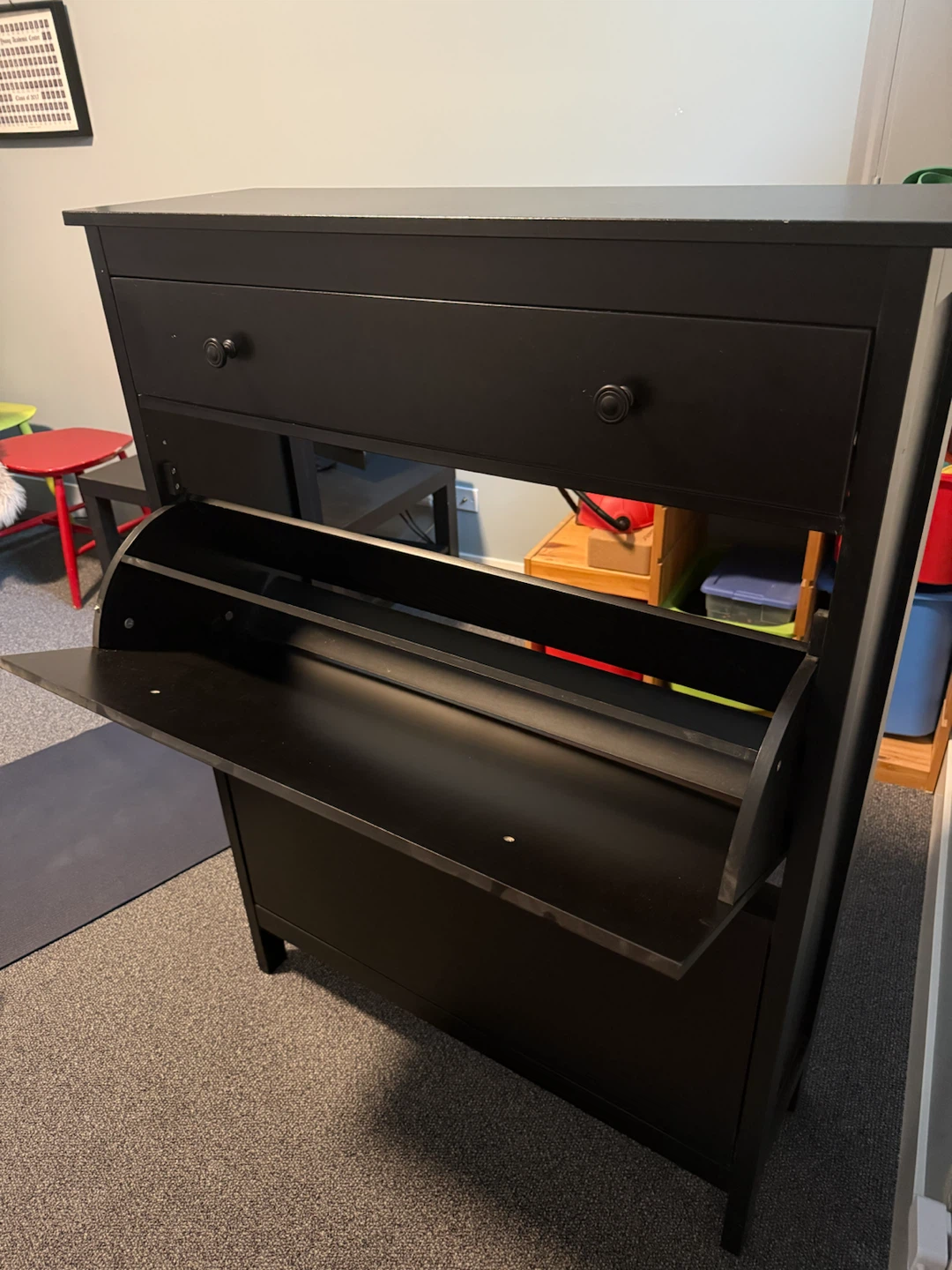 Black Shoe Cabinet with Drawers - photo 2