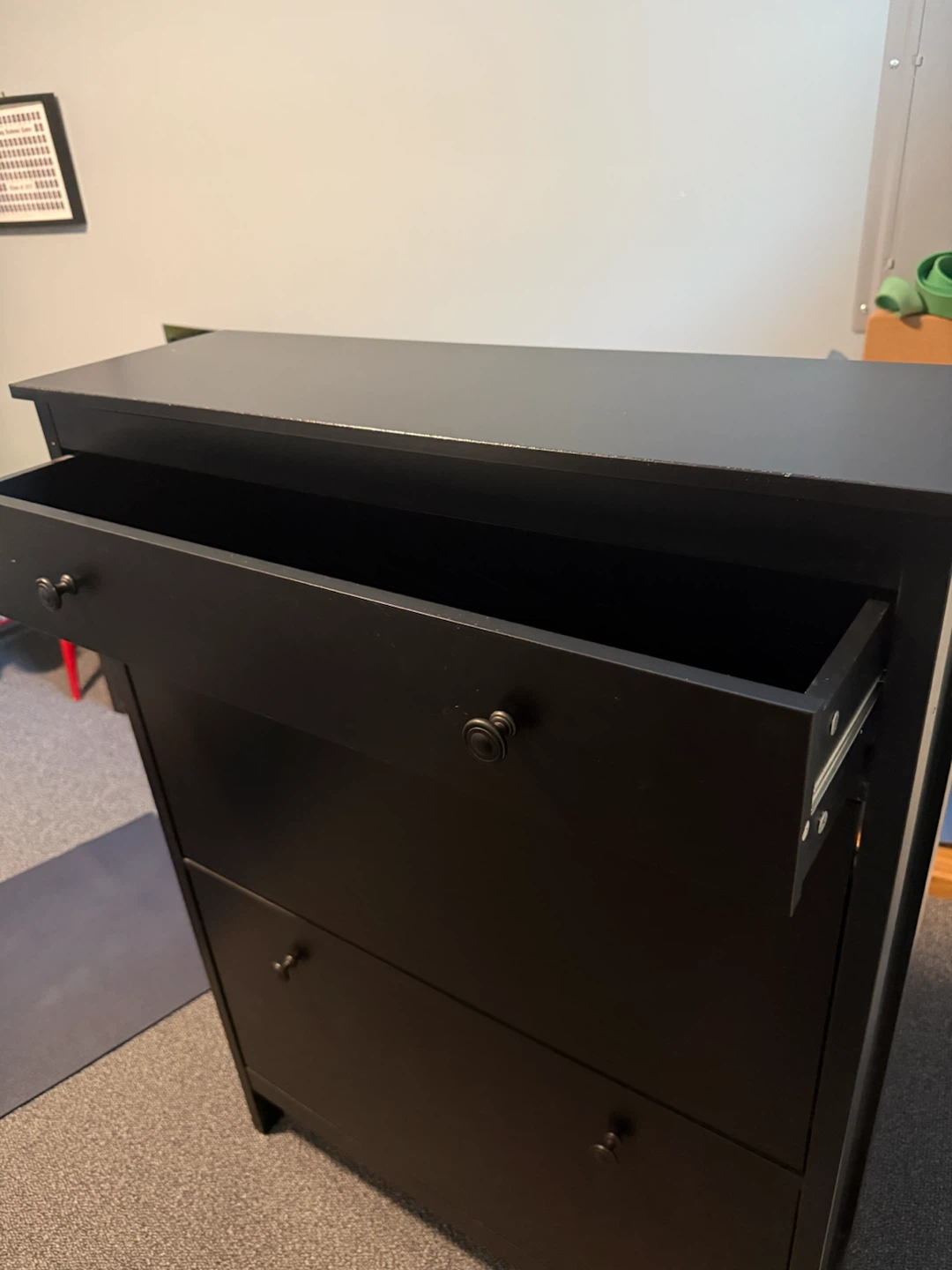 Black Shoe Cabinet with Drawers - photo 3