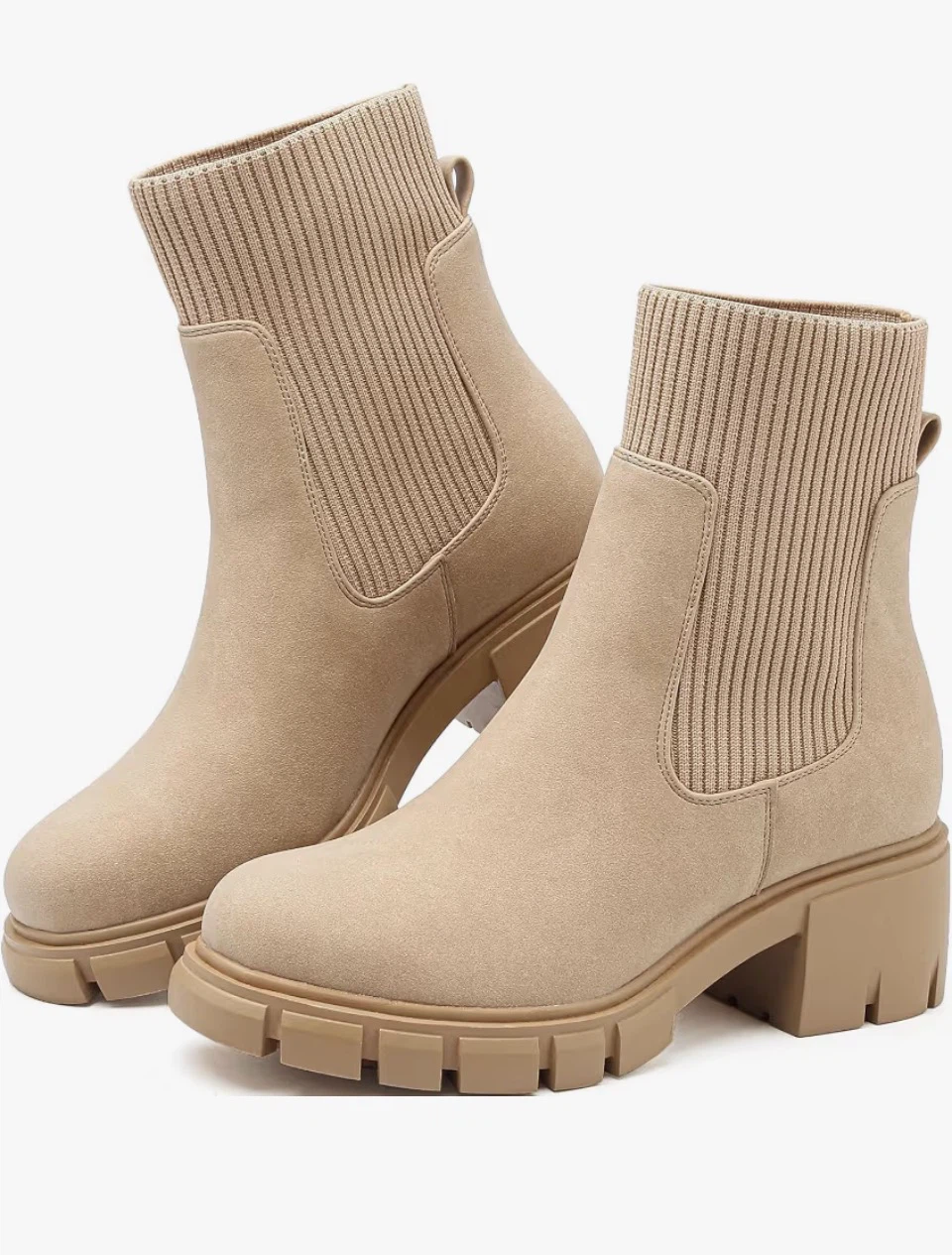 Women's Chelsea Platform Ankle Boots Beige