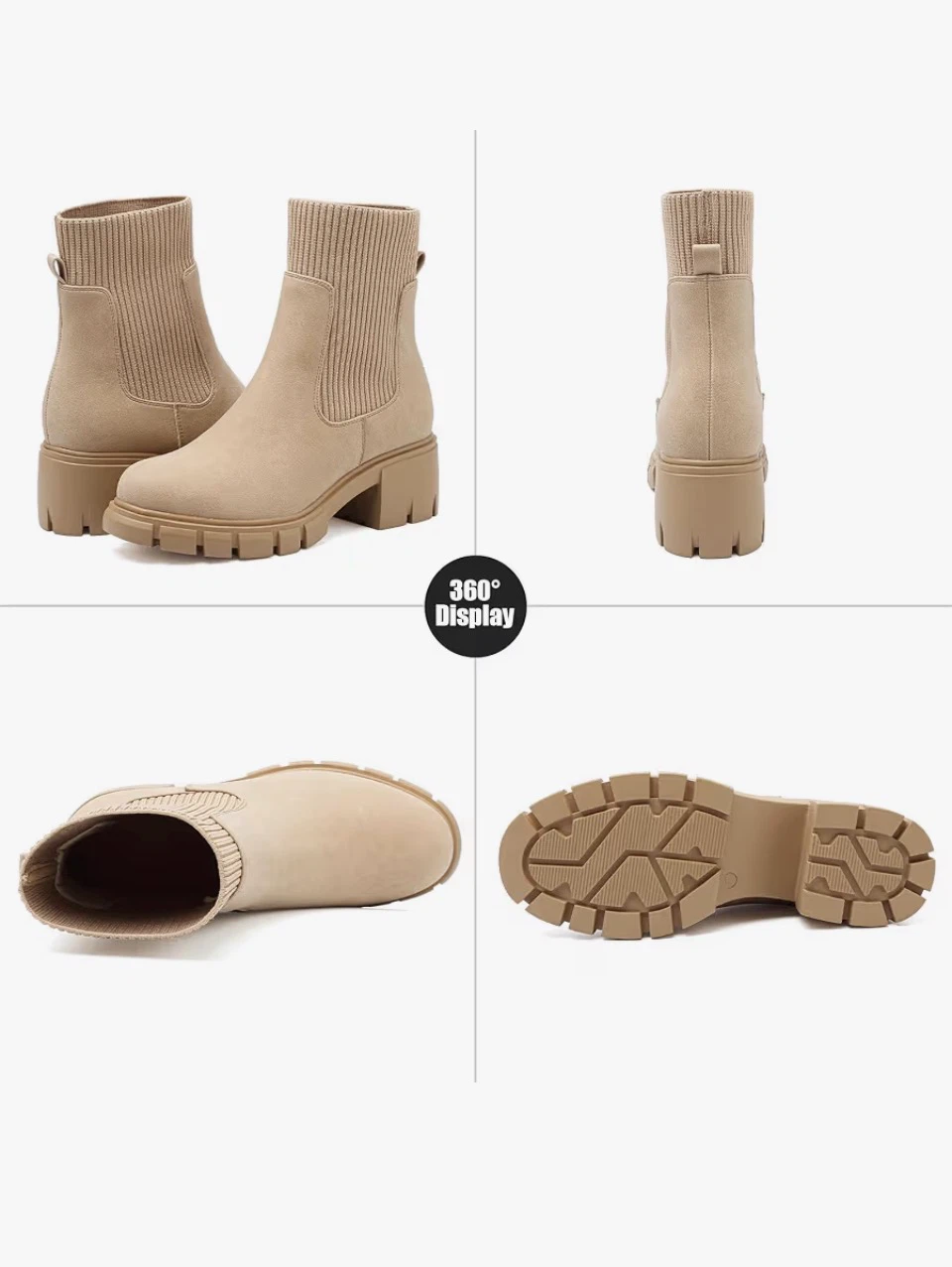 Women's Chelsea Platform Ankle Boots Beige - photo 2