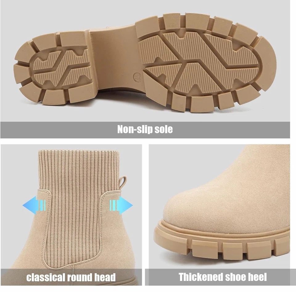 Women's Chelsea Platform Ankle Boots Beige - photo 3