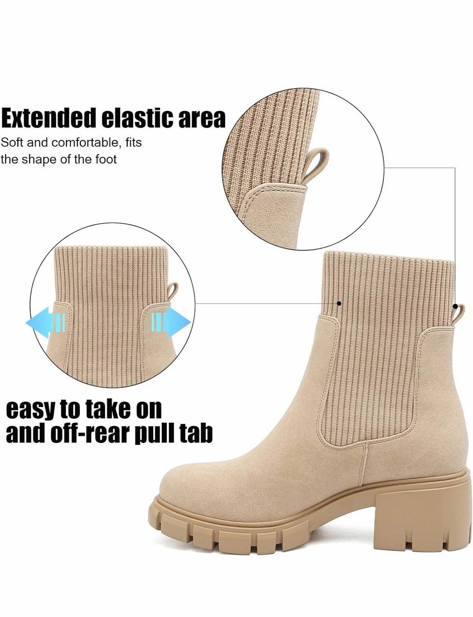 Women's Chelsea Platform Ankle Boots Beige - photo 4