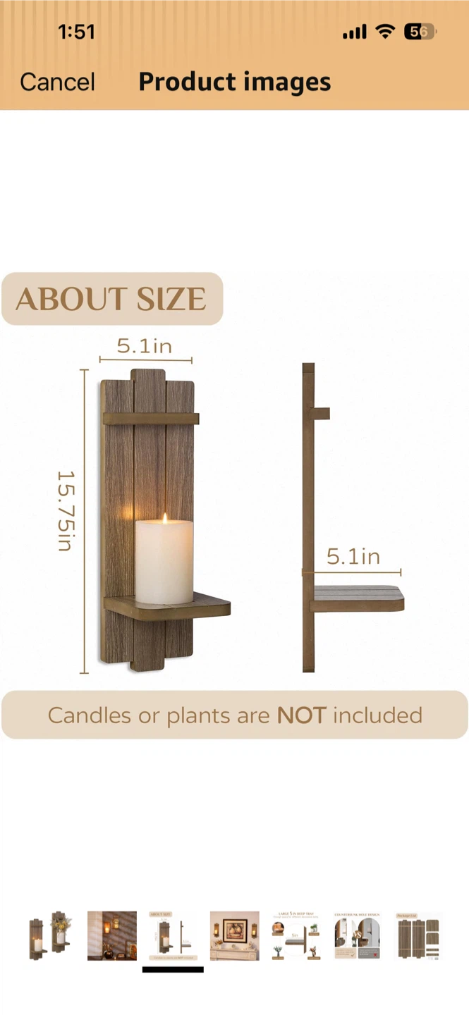 Set of 2 Rustic Wood Wall Sconces - photo 4