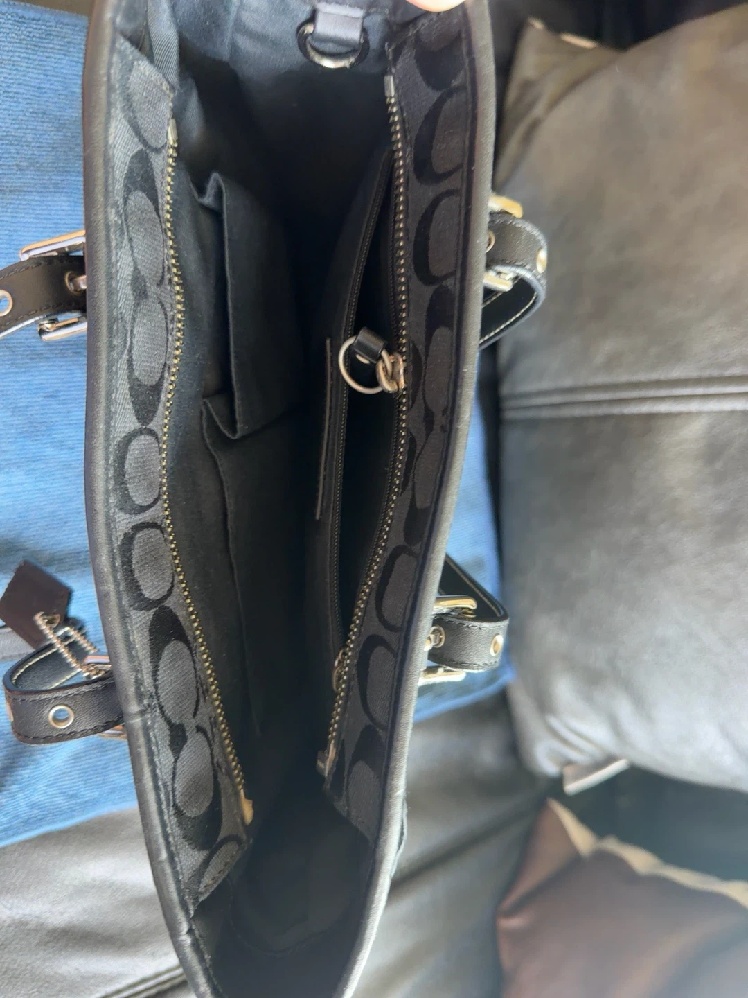 Coach Signature Monogram Tote Bag - Black - photo 3