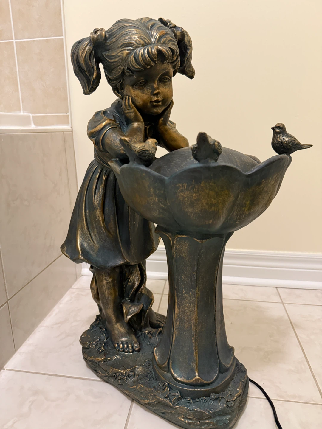 Girl with Birds Water Fountain Statue - photo 2