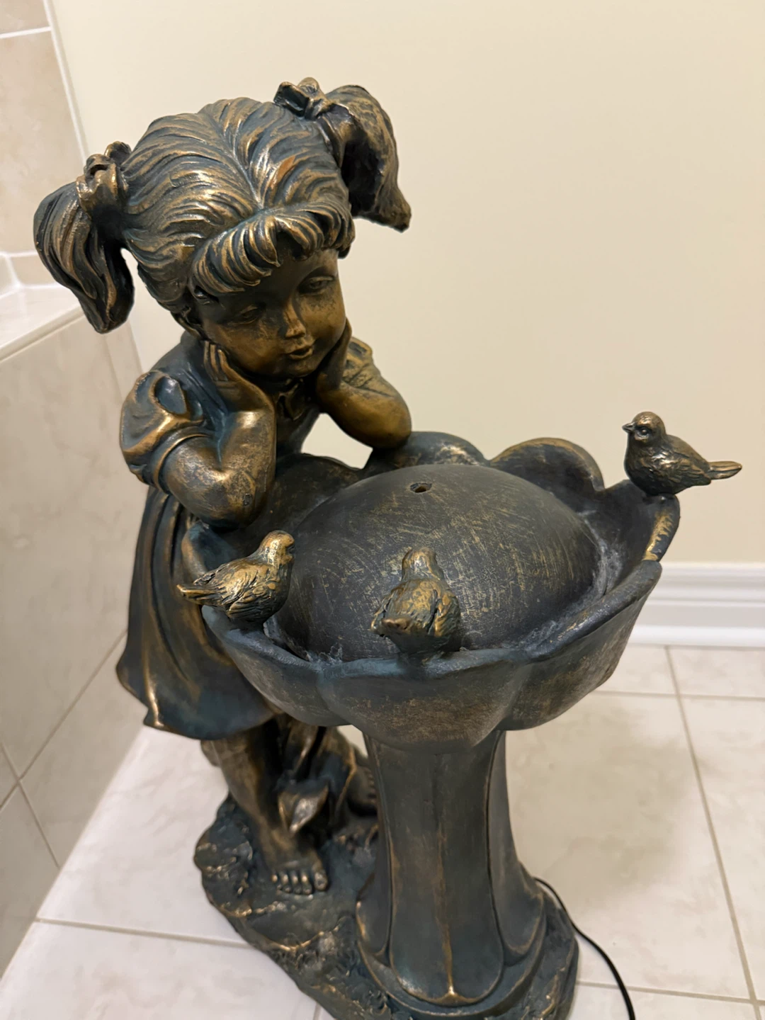 Girl with Birds Water Fountain Statue - photo 3