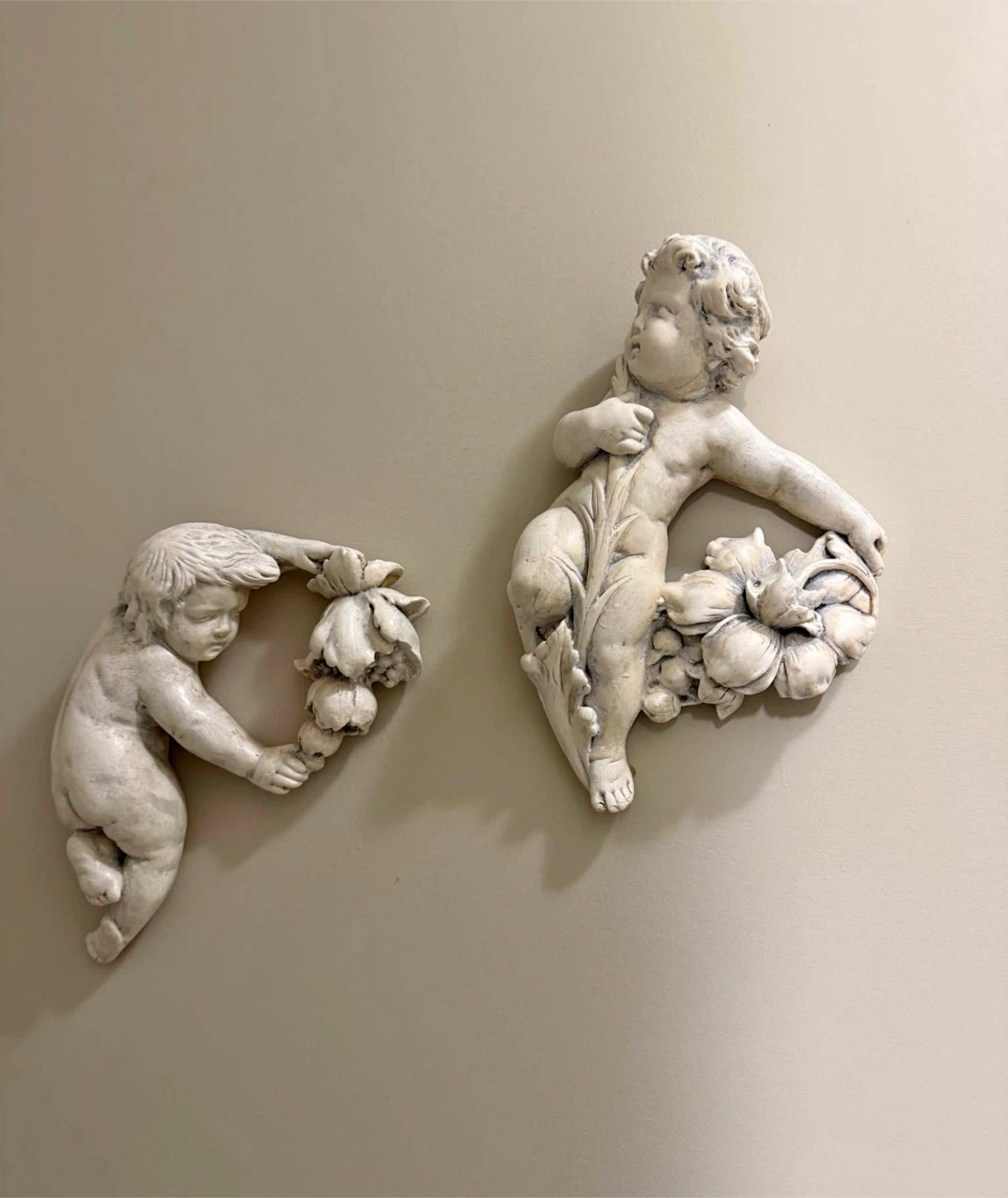 Vintage Cherub Wall Plaques - Set of 2