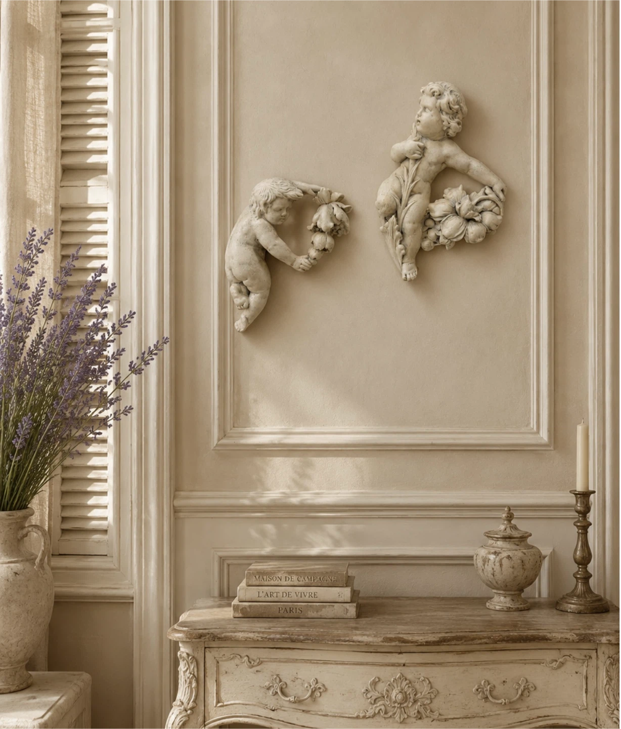 Vintage Cherub Wall Plaques - Set of 2 - photo 2